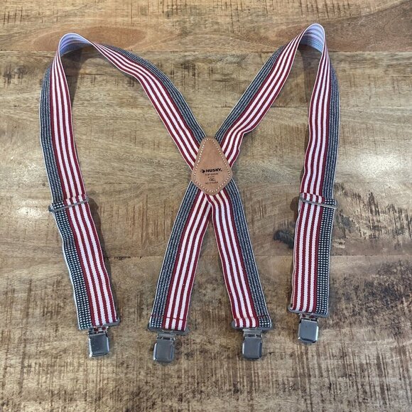 Flag Suspenders Husky CLC Top Grain Patriotic Braces American USA Convention - Picture 2 of 6